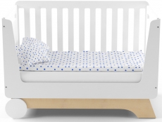Ліжечко-трансформер IndigoWood Nova Kit 124,5x63,5cm white / natural wood (зі з'ємною спинкою, колесами та ящиком)